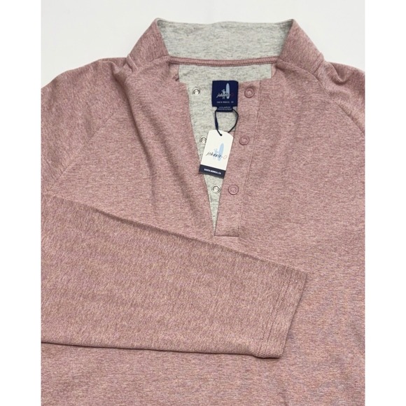 NWT Johnnie-O Whaling Snap Henley Malibu Red Salmon Cotton Blend Pullover 2XL